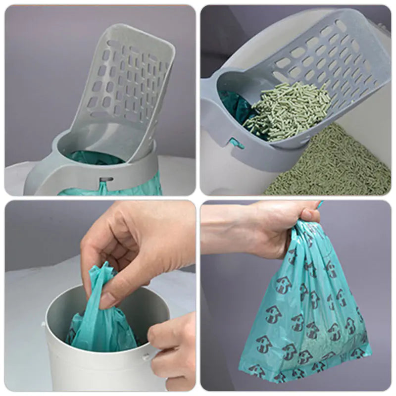 Cat Litter Shovel with Built-In Trash Can