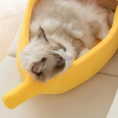 Super Soft Banana Cat Bed for Warm & Comfortable Sleeps