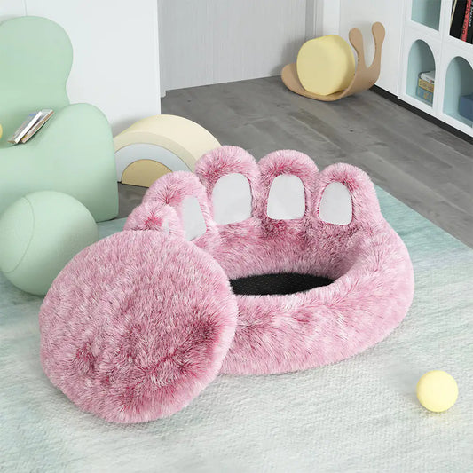 Cozy Long Plush Cat Bed with Removable Pillow