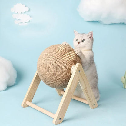 Wooden Cat Scratching Ball for Playful Kitties