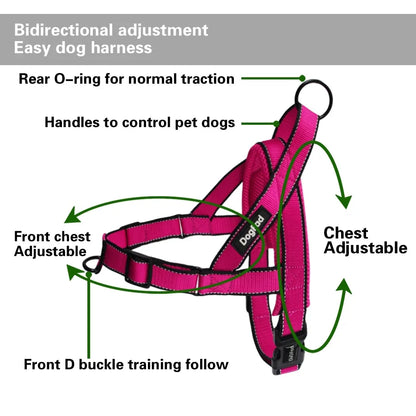 Adjustable Dog Harness : Front & Back D-Rings for Training & Safety