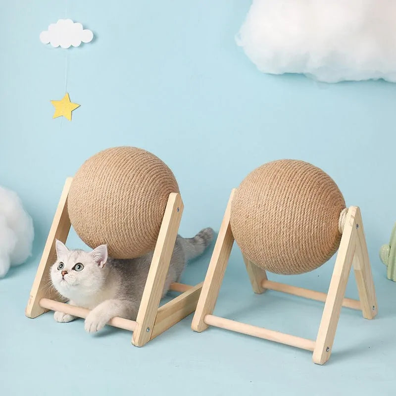 Wooden Cat Scratching Ball for Playful Kitties