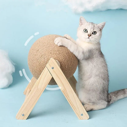 Wooden Cat Scratching Ball for Playful Kitties