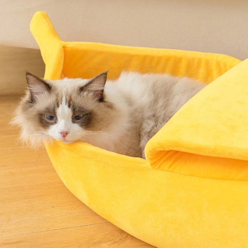 Super Soft Banana Cat Bed for Warm & Comfortable Sleeps