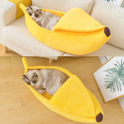 Super Soft Banana Cat Bed for Warm & Comfortable Sleeps